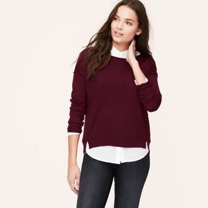 Loft petite seamed notched hem sweater